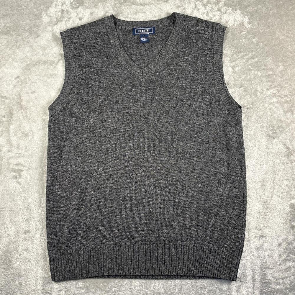 Peletti Iana Collezione Grey Merino Wool Blend Sweater Vest Size Large